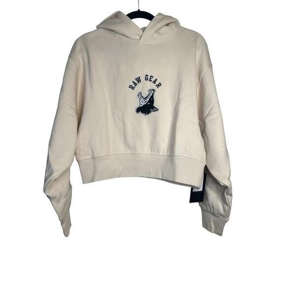 Rawgear Women's Soft Cropped Long Sleeve Sweatshirts Hoodie Size L Cream NWT - Picture 1 of 6